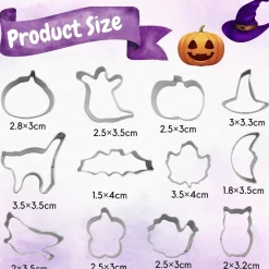 PTaizjjz Halloween Ausstechformen Set, 12 Stück Mini Edelstahl Ausstecher für