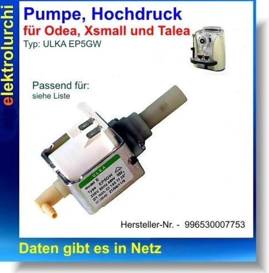 Pumpe ULKA EP5GW, 48W, Saeco Odea Go, Giro, Odea Plus, 996530007753