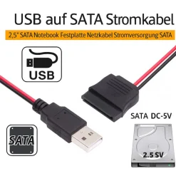P52 USB Stecker auf SATA Kabel 15pin Adapter Stromkabel PC USB SATA Adapter 30cm