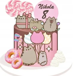 Pusheen Essbar Katze Tortenaufleger Torte Geburstag Zuckermasse + NAME