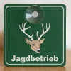 PVC-Schild mit Saugnapf: Jagdbetrieb 10x10cm, Jagdschild fürs Auto