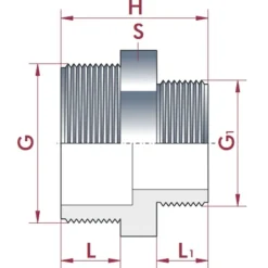 PVC - U Doppelnippel reduziert AG 2