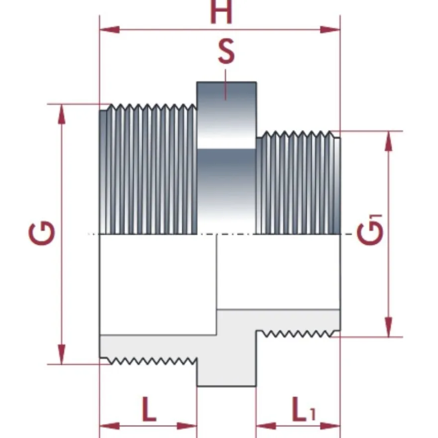 PVC - U Doppelnippel reduziert AG 2