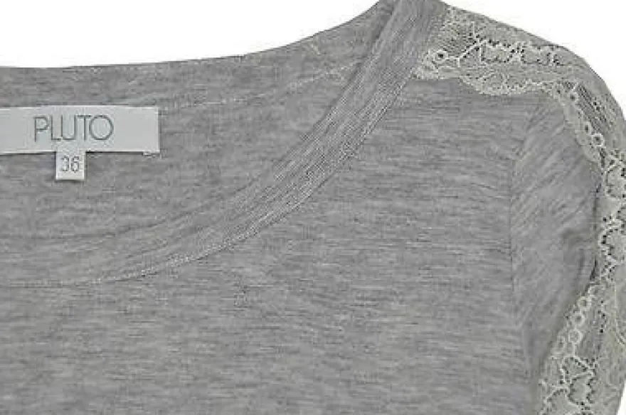 Pyjama AUDEN Viskose Elasthan mit Spitze grau melange champ Gr 36-42