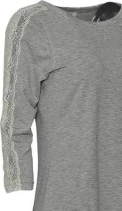Pyjama AUDEN Viskose Elasthan mit Spitze grau melange champ Gr 36-42
