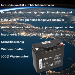 Q-Batteries 12LCP-23 12 V 23 Ah AGM Deep-Cycle-Akku