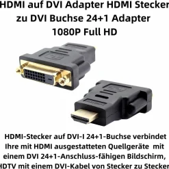 Q29 HDMI auf DVI Adapter HDMI Stecker zu DVI Buchse 24 + 1 Stecker Adapter 1080P