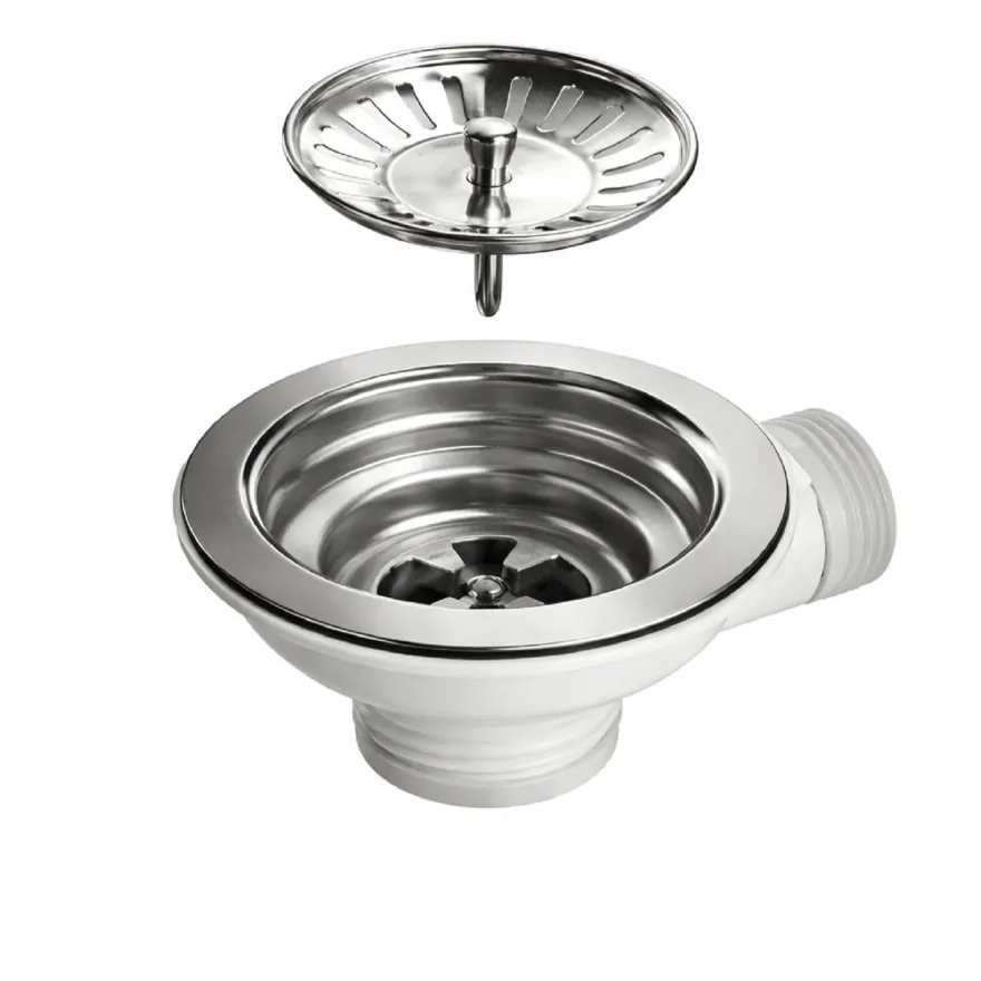 QLS Automatischer Siphon 3 1/2 Zoll Ablauf für Einbecken Chrom Edelstahl PVC 11428