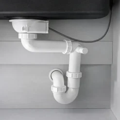 QLS Automatischer Siphon 3 1/2 Zoll Ablauf für Einbecken Chrom Edelstahl PVC 11428