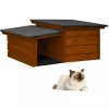 QLS Katzen- Hundehütte Größe S mit Vordach Isoliert Winterfest Teak Outdoor 10995