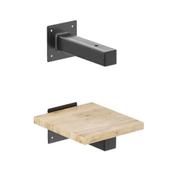 QLS Regalhalterung 2 Stück für Wandregal 20x10x4 cm Schwarz Stahl T-Form 11101