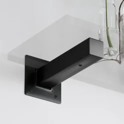 QLS Regalhalterung 2 Stück für Wandregal 20x10x4 cm Schwarz Stahl T-Form 11101
