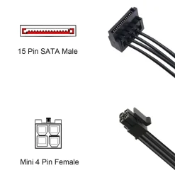 Q59 Motherboard ATX mini 4pin auf 2x SATA SSD Stromkabel Festplatte für Lenovo