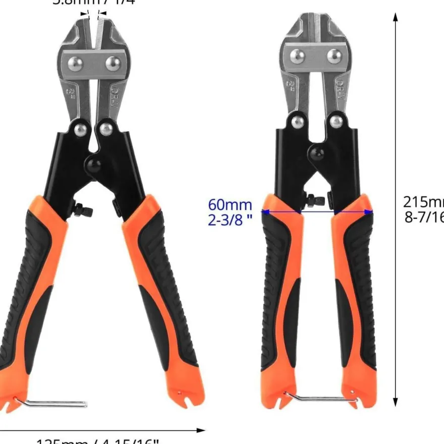 QWORK Bolzenschneider 220 mm Cr-V Klein mit rutschfestem Griff für Kabel