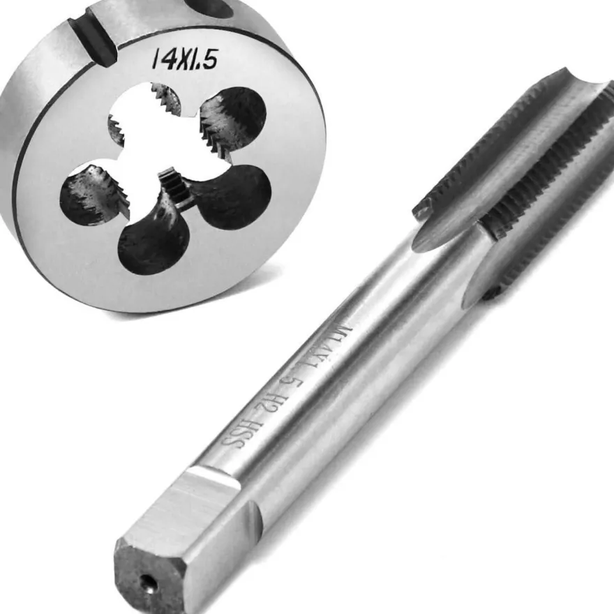 QWORK® Gewindebohrer M14x1.5mm Set, Schnellarbeitsstahl ISO