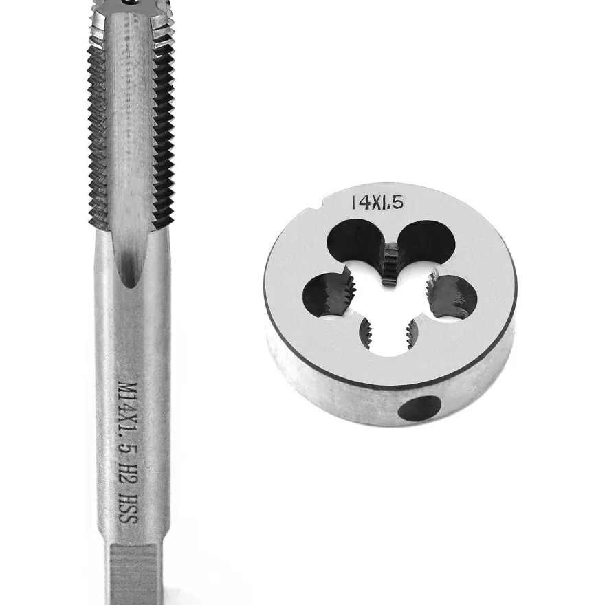 QWORK® Gewindebohrer M14x1.5mm Set, Schnellarbeitsstahl ISO