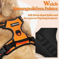rabbitgoo Anti Zug Hundegeschirr L Orange - Sichere Führung & Komfort für Ihren