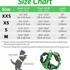rabbitgoo Katzengeschirr mit Leine, ausbruchsicher und verstellbar, Grasgrün