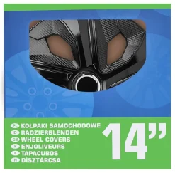 Radblenden-Set Moon Ring Carbon Schwarz 14 Zoll 4 Stück im Displaykarton