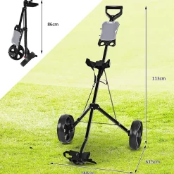 2-Rad Golftrolley klappbar, Golfwagen mit Anzeigetafel, Schiebewagen Metallrahmen