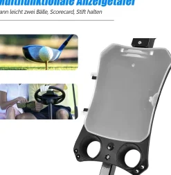 2-Rad Golftrolley klappbar, Golfwagen mit Anzeigetafel, Schiebewagen Metallrahmen