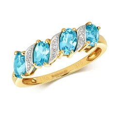 Raffinierter 9 ct/Karat Gelb Gold Diamant Ring Brillant-Schliff H - PK mit Topas
