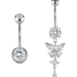 Rajnard Bauchnabelpiercing aus Chirurgenstahl mit Schmetterling-Anhänger
