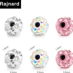 Rajnard Piercing Ersatzkugel Chirurgenstahl Glitzer für Ohr, Septum, Nase