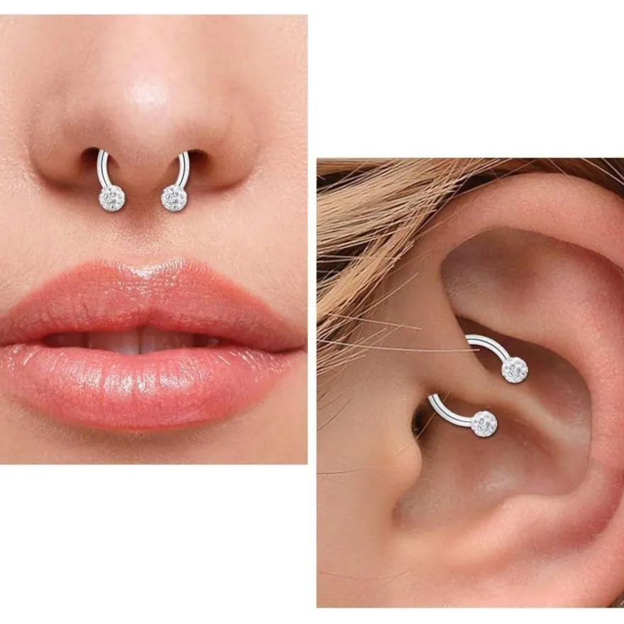 Rajnard Piercing Ersatzkugel Chirurgenstahl Glitzer für Ohr, Septum, Nase