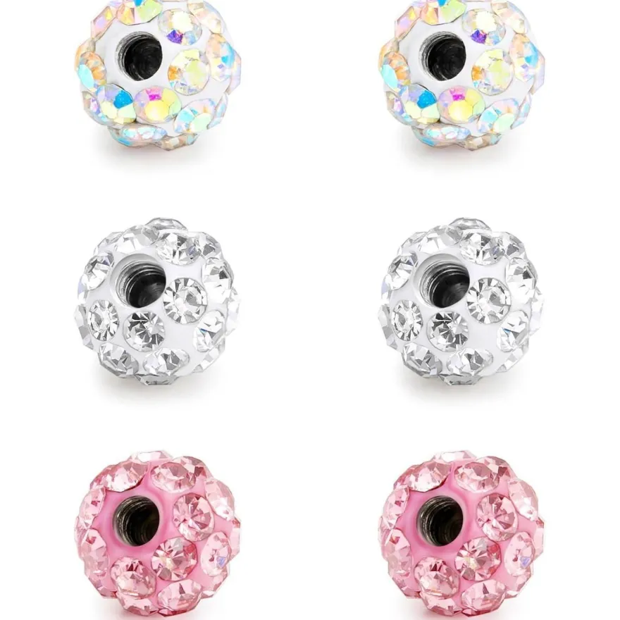 Rajnard Piercing Ersatzkugel Chirurgenstahl Glitzer für Ohr, Septum, Nase
