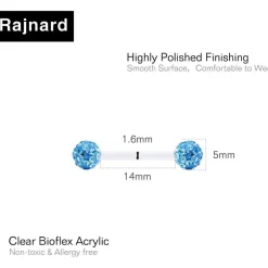 Rajnard Zungenpiercing Kunststoff Klar Bioflex 14g Flexibler Gerader Barbell