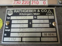Rathgeber Transformator ET 100 Trafo pri. 220 V sek. 24 V 100 VA T9/688