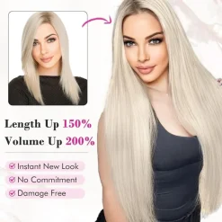 REECHO Clip in Extensions Echthaar 11-teiliges Set 61cm Glatt Schokoladenbraun