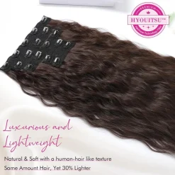 REECHO Haarverlängerungen zum Anklipsen, 61 cm, lange Wellen, unsichtbare