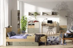 Regal YUKI Y6 Regalschrank Schrank graubeige/ geölte Eiche/ Eukalyptus
