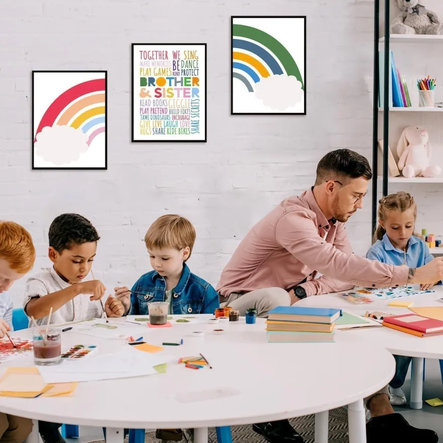Regenbogen Familie Kinderzimmer Poster Set 30x40cm 3er Pack