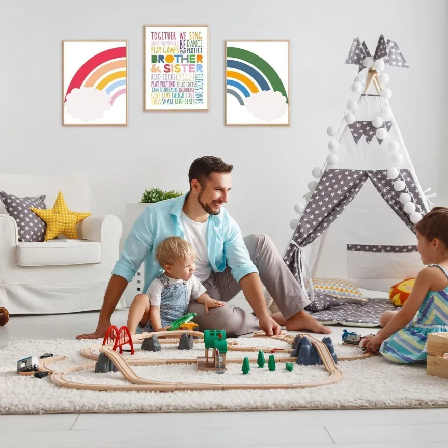 Regenbogen Familie Kinderzimmer Poster Set 30x40cm 3er Pack