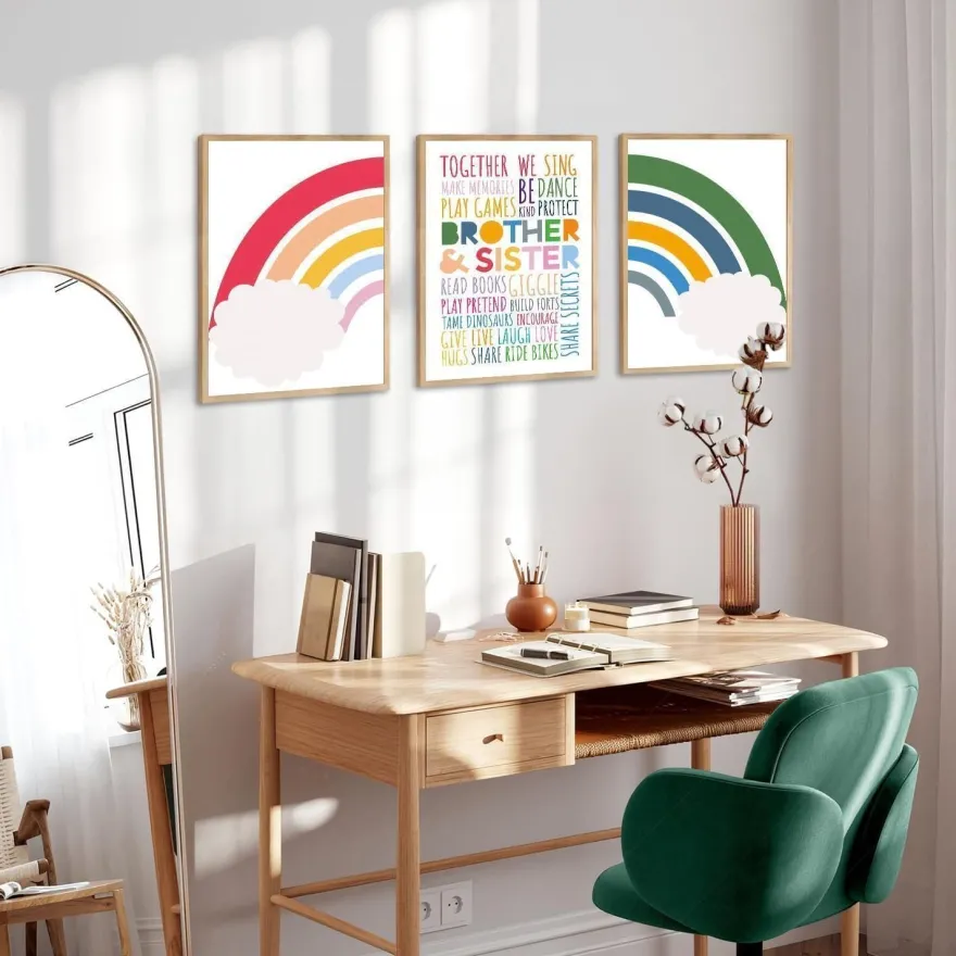 Regenbogen Familie Kinderzimmer Poster Set 30x40cm 3er Pack