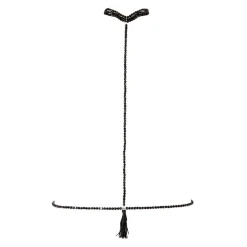 3-reihige Hals-Perlen-Kette mit Bikinikette schwarz Frauen Schmuck Sommer Sexy