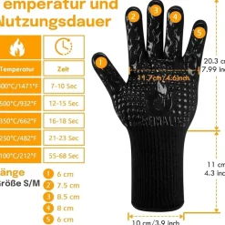 Reinalin Grillhandschuhe Hitzebeständig bis 800°C, Ofenhandschuhe, BBQ