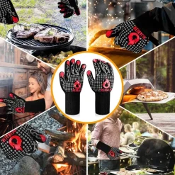 Reinalin Grillhandschuhe Hitzebeständig bis 800°C, Ofenhandschuhe für BBQ und