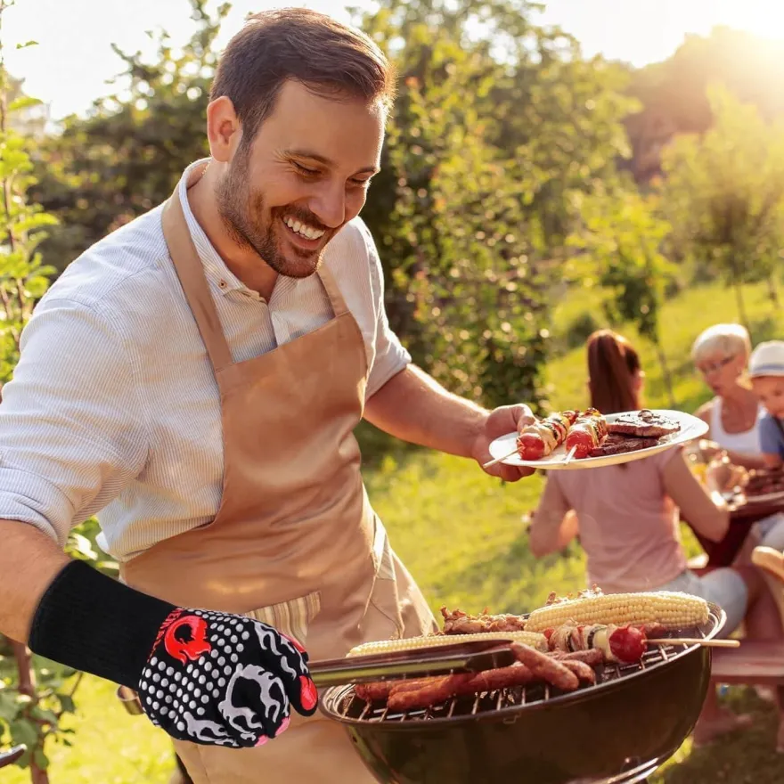 Reinalin Grillhandschuhe Hitzebeständig bis 800°C, Ofenhandschuhe für BBQ und