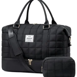 Reisetasche Damen Leicht Weekender Handgepäck mit Schuhfach Nassfach Schwarz