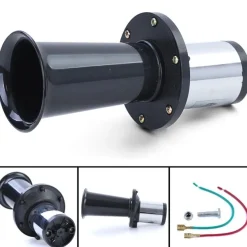 Retro Hupe Fanfare mit Oldtimer Klang Sound Universal Schwarz 12V