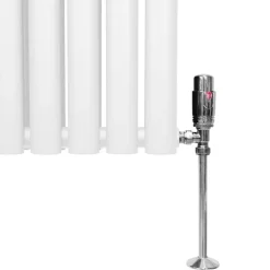 Röhrenheizkörper Oval & Chrom Thermostatventile Modern Weiß 600 x 1440mm
