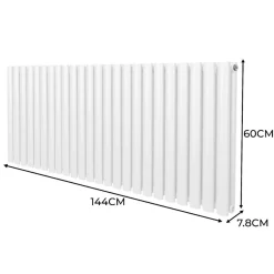 Röhrenheizkörper Oval & Chrom Thermostatventile Modern Weiß 600 x 1440mm
