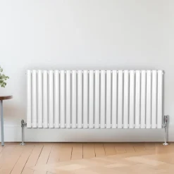 Röhrenheizkörper Oval & Chrom Thermostatventile Modern Weiß 600 x 1440mm