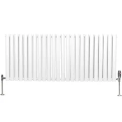 Röhrenheizkörper Oval & Chrom Thermostatventile Modern Weiß 600 x 1440mm