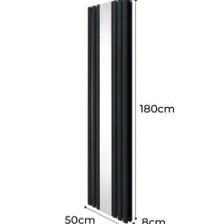Röhrenheizkörper Oval & Spiegel Doppel Modern Vertikal Anthrazitgrau 1800 x 500mm