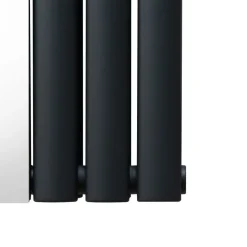 Röhrenheizkörper Oval & Spiegel Doppel Modern Vertikal Anthrazitgrau 1800 x 500mm